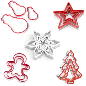 Stainless Steel Christmas Cookie Cutter Set Snowflake Star Gingerbread Man Tree Baking Mold Kitchen Tool