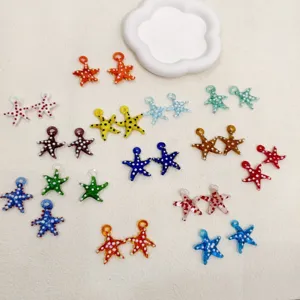 Cute 3D polka dot starfish glass pendants for DIY jewelry making, earrings, and bracelets.