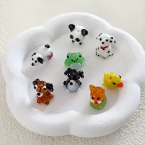 DIY Cute Cartoon 3D Animal Lampwork Glass Beads For Jewelry Making Handmade Craft Panda Dog Frog Rabbit Duck Spacer Beads Supplies