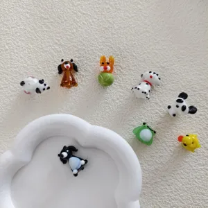 Cute cartoon animal glass rabbit DIY beads charms detail view, perfect for handmade jewelry.