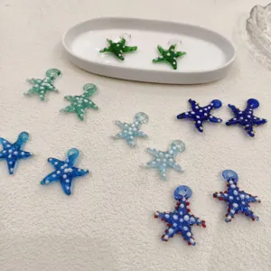 Cute Polka Dot Starfish Dolphin Glass Pendants DIY Beading Earrings Bracelet Craft Jewelry Making Materials