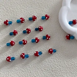DIY Glas Pilz Perlen, rote weiße Punkte lose Perlen für handgemachte Armbänder Schmuck.