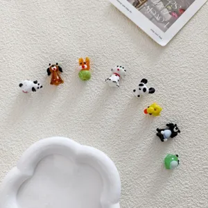 Cute 3D cartoon animal glass beads charms for DIY handmade jewelry making accessories.