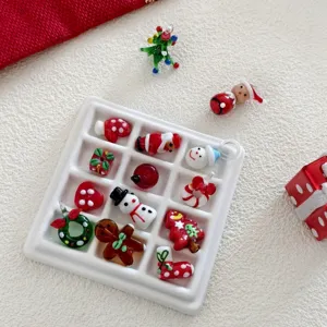 Christmas glass charms DIY handmade pendants cute snowman tree jewelry accessories