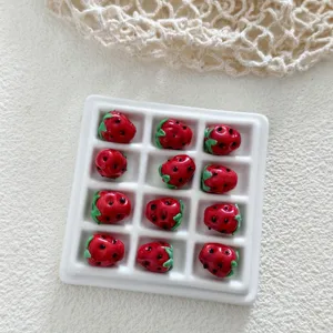Handcrafted red glass strawberry beads for DIY jewelry making earrings hairpins pendants