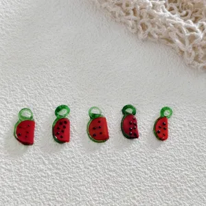 Handmade glass watermelon shape beads DIY charm pendant for earrings and necklace jewelry making