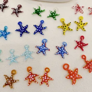 Colorful glass starfish pendants DIY charms for earrings bracelets handmade jewelry making