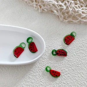 Handmade watermelon glass beads for DIY jewelry making, cute charms for necklaces and earrings.