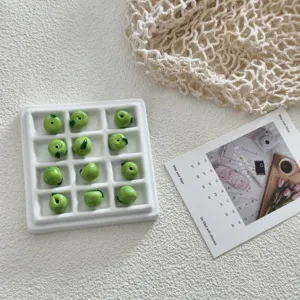 Green apple glass beads for DIY jewelry making, cute charm pendants and craft supplies.