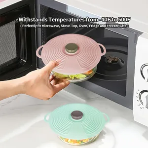 Tapa de silicona para alimentos microondas antispicaduras resistente al calor tazón