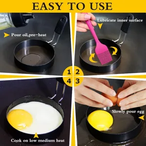 Stainless steel fried egg mold non-stick egg ring step by step instruction detail display