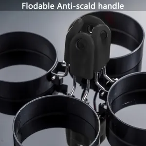 Foldable non-stick fried egg ring mold with anti-scald handle for kitchen cooking breakfast.