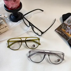 Detailed view of vintage double-bridge photochromic pilot sunglasses in multiple colors.