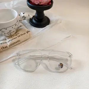 Clear frame aviator sunglasses with photochromic lenses for women outdoor styling detail.