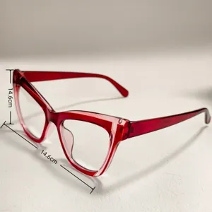 Gafas de sol de ojo de gato rojas retro para mujer montura estrecha elegante