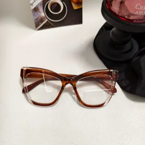 Elegantes Gafas de Sol Cat Eye Vintage Mujer Montura Transparente Marron Gradiente.