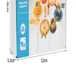 Wooden afternoon tea toy set for kids pretend play kitchen toy gift box package detail view