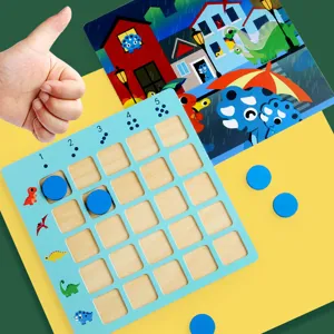 Wooden dinosaur math game for kids, early learning educational puzzle toy with numbers.