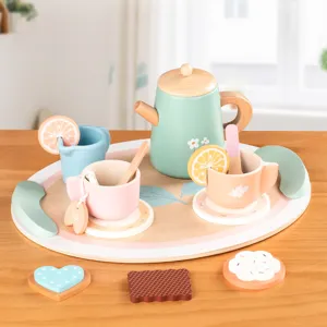 Wooden afternoon tea toy set pretend play kitchen toys for kids girls birthday gift