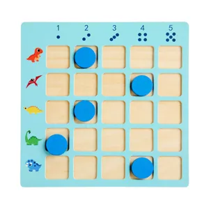 Wooden dinosaur math counting game board, kids early education learning puzzle toy.