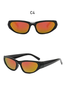 Futuristic Y2K sunglasses for men and women, trendy cyberpunk sporty cycling eyewear with mirror lenses.