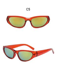 Y2K futuristic cyberpunk sunglasses for women men red frame reflective fashion eyewear