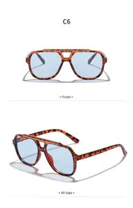Lunettes de soleil tendance double pont écaille de tortue verres bleu clair hommes femmes chic
