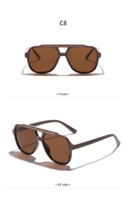 Lunettes de soleil aviateur oversize élégantes pour femmes et hommes, verres bruns chic.