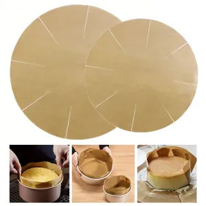 Feuilles de papier sulfurisé rondes réutilisables avec fentes pour moules à gâteaux antiadhésif.