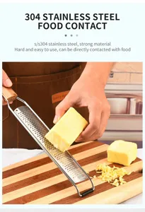 Stainless steel cheese grater lemon zester kitchen potato shredder tool with wooden handle