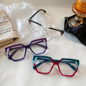 Occhiali bloccanti luce blu quadrati irregolari colorblock eleganti da donna