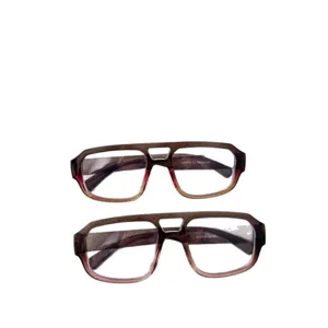 Gafas ópticas de doble puente retro cuadradas anti luz azul lentes claras set 2