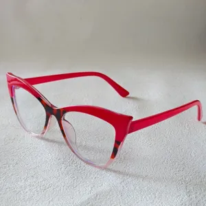 Color block cat eye blue light blocking glasses fashion women optical frame street style