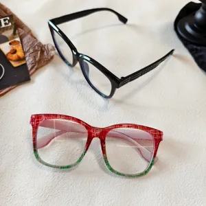 Montatura per occhiali quadrata anti luce blu da donna, trendy grande stile colorato dopamina.