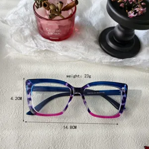 Stylish color-blocked optical glasses frame, retro anti-blue light eyewear for daily wear.