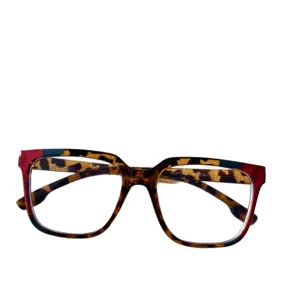 Modische quadratische Blaulichtfilter Brille mit trendy farbigem Leopardenmuster Gestell.
