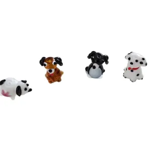 Cute handmade glass animal charms, colorful puppy beads for DIY jewelry making bracelets.