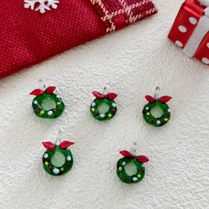 Christmas glass wreath pendant charms DIY handmade accessories for holiday tree decoration gifts
