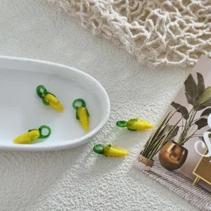 Handmade glass fruit charms, yellow vegetable beads for DIY jewelry making earrings necklaces.
