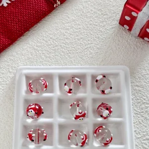 Christmas glass beads DIY handmade jewelry accessories cute Santa snowman pendants for crafts.