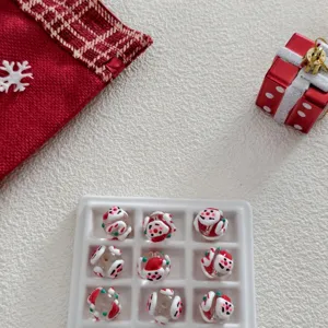 Christmas glass beads DIY handmade jewelry accessories cute snowman charm pendant holiday decor