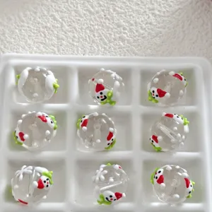 Christmas snowman glass beads DIY handmade pendant jewelry accessories charming decor
