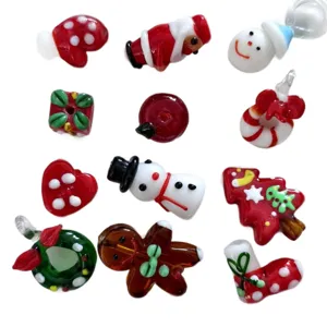 Christmas glass beads handmade DIY charms set snowman tree pendant jewelry making