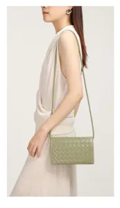 Vrouwen Geweven Lederen Crossbody Tas Casual Envelop Schoudertas Kleine Tas Chic