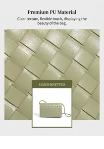 Handgeweven PU lederen crossbody tas, stijlvolle kleine envelop schoudertas voor dames.