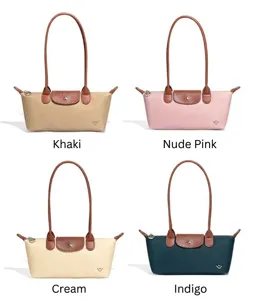 Μικρή τσάντα ώμου από νάιλον casual baguette tote τσάντα με δερμάτινο καπάκι και χερούλια