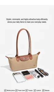 Μικρή νάιλον τσάντα ώμου casual tote τσάντα χειρός με καφέ δερμάτινο πτερύγιο λαβή.