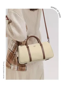 Borsa a mano boston in nylon classica elegante colore a contrasto borsa a tracolla giornaliera