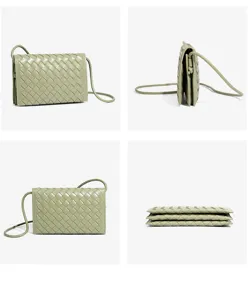 Gevlochten leren crossbodytas voor dames, stijlvolle schoudertas met meerdere vakken.