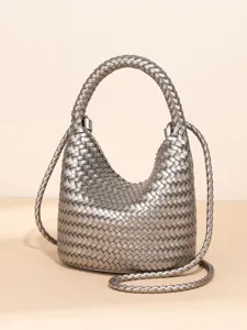 Geweven Emmertas voor Dames Grote Capaciteit PU Leren Handtas Casual Tote Schoudertas Designer Stijl Handvat Tas